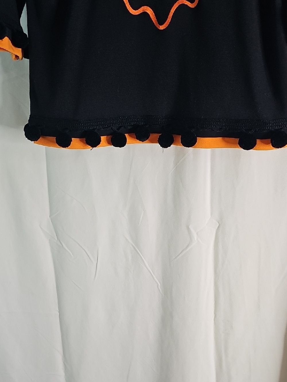Vintage One Of A Kind Unmarked Halloween 'Boo' Black Costume Top with Pom Trim - Picture 5 of 5